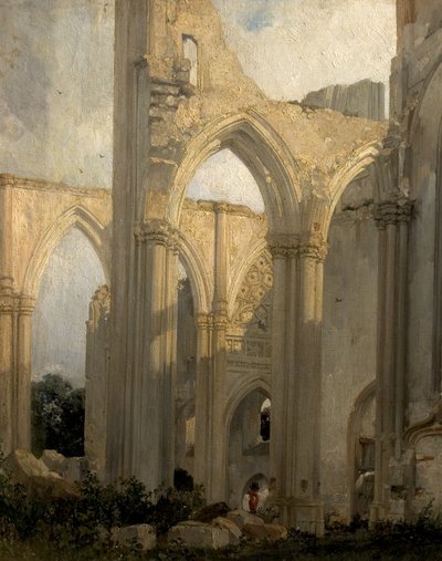 Ruïnes van de abdij St Bertain, St Omer, Frankrijk, 1824 door Richard Parkes Bonington